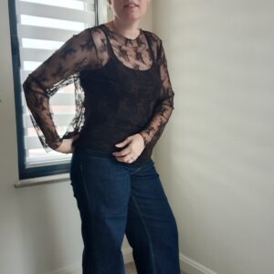 Nina kanten top chocoladebruin - Afbeelding 3