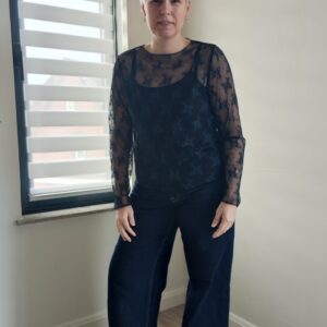 Nina kanten top donkerblauw