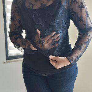 Nina kanten top donkerblauw - Afbeelding 2