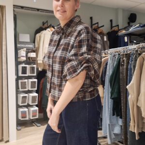 Julie blouse bruin met oranje en blauw - Afbeelding 4