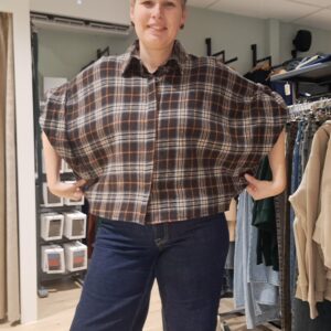 Julie blouse bruin met oranje en blauw - Afbeelding 5