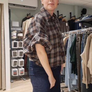 Julie blouse bruin met oranje en blauw - Afbeelding 6