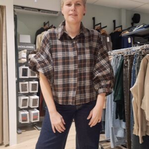 Julie blouse bruin met oranje en blauw - Afbeelding 7